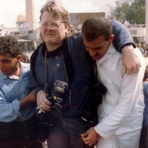Associated Press staff photographer John Gaps after being wounded by a sniper in the Occupied Gaza Strip 1994