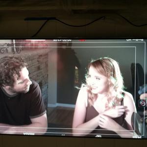 Co-stars Mary Beth Eversole and Reid Taylor prep for a scene in 