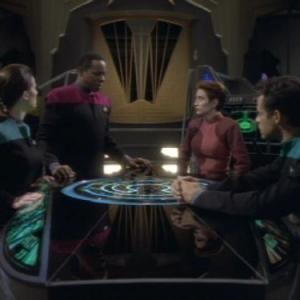 Still of Terry Farrell Nana Visitor Avery Brooks and Alexander Siddig in Star Trek Deep Space Nine 1993