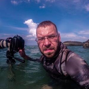 documentary wildlife photography filming on assignement in Andaman and Nicobar Islands  a selfie for testing second DSLR setup