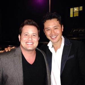 Sharing the spotlight with Chaz Bono on the red carpet at Anthony Meindl's book launch at Bugatta, Nov 13, 2103.