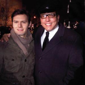 John Mancini as a chauffeur on the set of Gossip Girls with french actor Hugo Becker