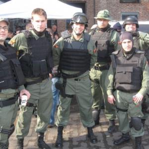John Mancini as a Soldier (Front & Center) on the set of 