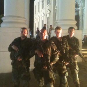 Lead Army ranger on the set of Gerard Butler's film, Olympus Has Fallen. 2012