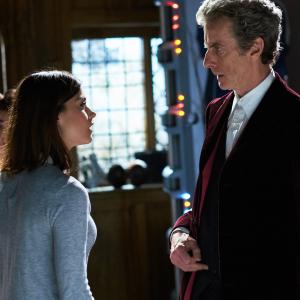 Still of Peter Capaldi Jenna Coleman and Maisie Williams in Doctor Who 2005