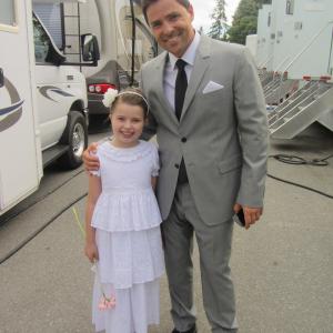 Jena on the set of Baby Bootcamp with Kavan Smith