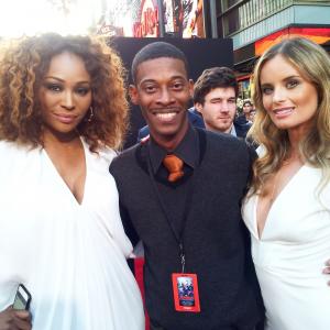 Dontrail Brinson with Cynthia Bailey and Ricky Lander at the Avengers: Age of Ultron premiere