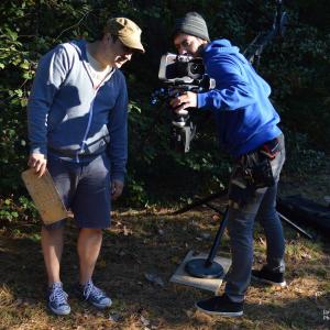 Director Joe Ronca and cinematographer Derek Mindler on set of the film By The Dashboard Light