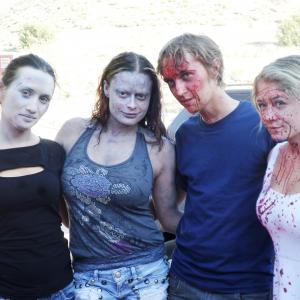 Nailya Shakirova Dawn Vaughn Joey Bell and Mikayla Gibson on the set of Betrothed in Lancaster CA