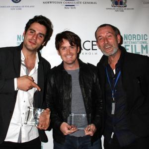 Ben Cura Ryan Caraway and Heikko Deutschmann after the award ceremony held at the closing of the Nordic International Film Festival in New York City