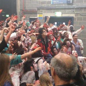 A zombie for Alice Cooper on 28102012 at Wembley Arena London on his Halloween Night of Fear tour Im the one on the left in the black cardigan