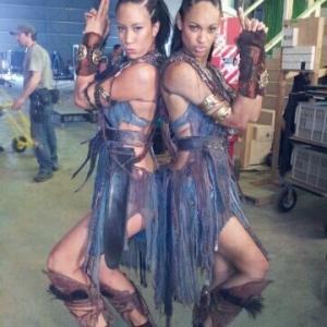 on set of Spartacus War of the Damned 2012 Stunt double for Cynthia AddaiRobinson
