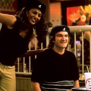 Pam Grier with writer/director Quentin Tarantino