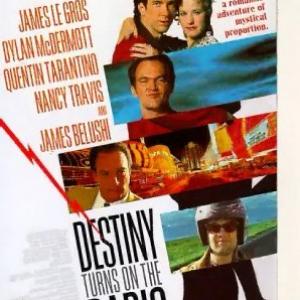 Quentin Tarantino James Belushi Dylan McDermott and Nancy Travis in Destiny Turns on the Radio 1995