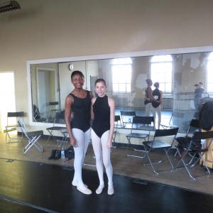 Gabriella with Janelle another dancer in studio on set of Imbalance