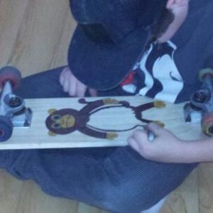 Alek creating his JoJo Skate Board