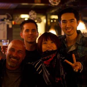 Star Kevin Gage, director Shane Ryan, cinematographer Manae Nishiyama, and producer Andy Sere, wrap on The Owl in Echo Park.