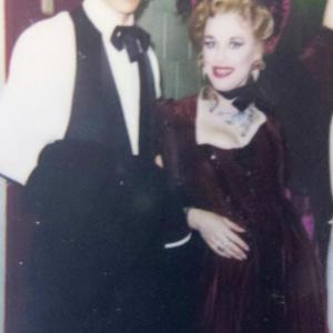 Mikee Plastik and opera/theatrical star Victoria Atwater in costume backstage at the Straz Center (Tampa, FL) for the 1998 Broadway tour production of La Boheme. Plastik landed the roll of the Head Waiter for the 3 day / 4 sold out run of shows.