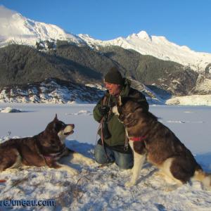 Russell Josh Peterson with Skadi  Freya  Mendenhall Glacier Juneau Alaska 2015