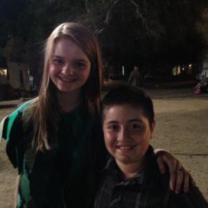 Christian Elizondo on set with Kerris Dorsey she played as Brad Pitts daughter in Moneyball and many other shows