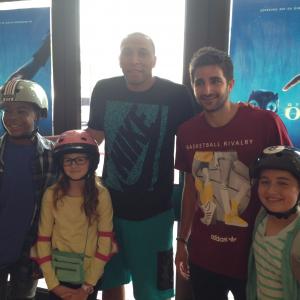 Christian Elizondo with Shawn Marlon, Ricky Rubio, and DeAndre Jordan in the filming of the Earth to Echo sports promo. 2014