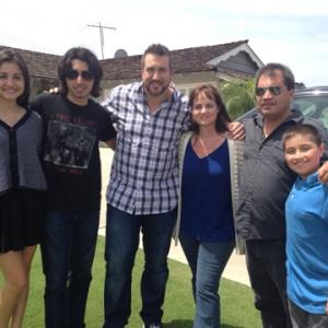 Christian Elizondo with Joey Fatone from NSync filming the tv show Parents Just Dont Understand 2014
