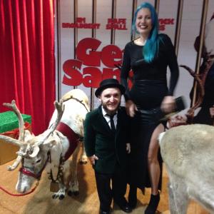 Leigh Gill with Writer Esme Baker at the Get Santa Premiere Leicester Square London.