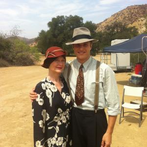 Dee Wallis and Jim Poole on set of Bonnie and Clyde