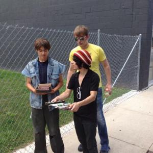Jacob M Williams discussing his next scene with director Joshua Romero and JD Mathys