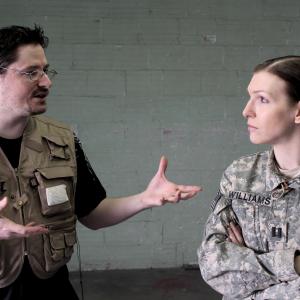 Director Shawn Lecrone giving direction to leading lady Danielle Maitland on the Torture Scene in the movie Southwest