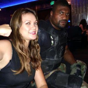 Kimberly Pal and UFC FighterActor Rampage Jackson on set of the film Vigilante Diaries