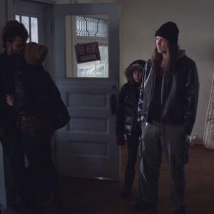 'Adult World' apartment scene ~ Darin Scott (right), Shannon Woodward (far left), and Emma Roberts (front left)