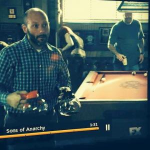 Playing pool on the SOA set! oh and a little filming!!!!! lol