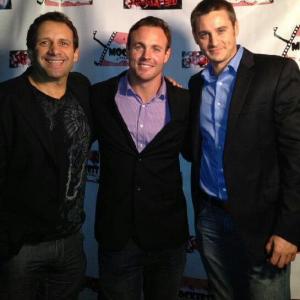 Two of the stars from Visible Scars John CampbellMac and Clark Moore with producer Josh Todd from the red carpet of Shockfest film festival Hollywood 2012