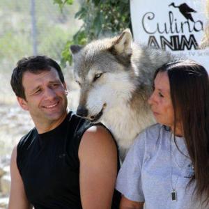 John Campbell-Mac with Tonya Littlewolf at Wolf Mountain Sanctuary filming 'The Culinary Animal'