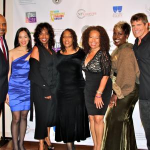 the cast of the political play Power Play including Jeff Wallner Phyllis Stickney Pauletta Washington and Roscoe Orman