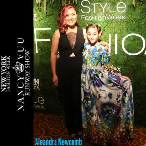 Aleandra with Luxury Couture Kid Fashion designer Nancy Vuu after walking the runway at New York Fashion Week