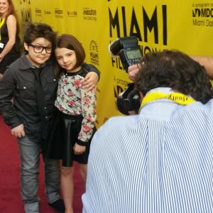 Luke Fava promoting Rob the Mob at the 31st annual Miami Film Festival March 2014 alongside sister and fellow actor Lucy Fava