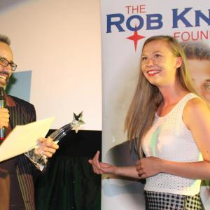 Louise Salter won the 99 award at Rob Knox Film Festival She was presented the award by Emmynominated producer Enrico Tessarin
