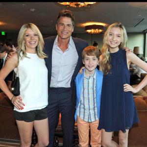 Connor Kalopsis with Mary Elizabeth Ellis Rob Lowe Hana Hayes at FOX Television Critics TCA party The Grinder
