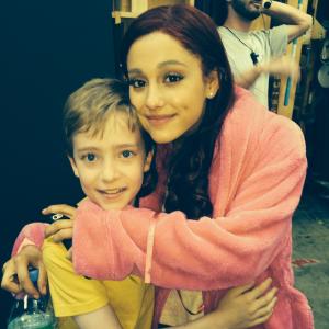 Ariana Grande and Connor Kalopsis on set Sam and Cat show Nickleodeon
