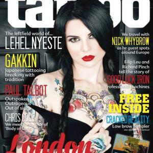 Pandie Suicide on the cover of Total Tattoo Magazine December 2015 issue, photo by Jenna Kraczek Photography