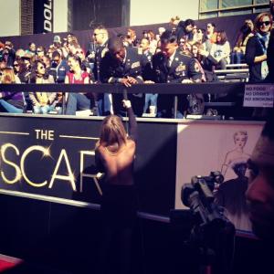 Interviewing fans at the 2013 Academy Awards