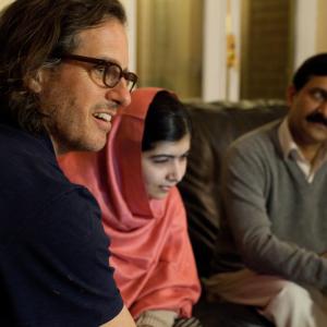 Still of Davis Guggenheim and Malala Yousafzai in He Named Me Malala 2015