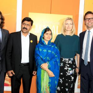 Still of Davis Guggenheim Malala Yousafzai and Ziauddin Yousafzai in He Named Me Malala 2015