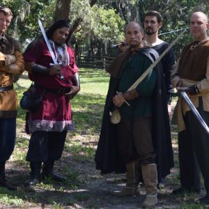 On the set of Elder Scrolls as a combatant knight with my fellow combatants