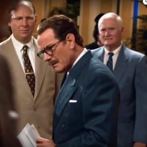 International trailer for Trumbo Confrontation between Bryan Cranston Dalton Trumbo and David James Eliot John Wayne And of course with me as a commie hating studio head