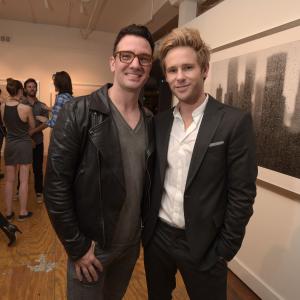 LOS ANGELES, CA - MAY 09: Actor JC Chasez (L) and artist Bryan Fox attend We. Alone. a photography exhibit by Bryan Fox at Think Tank Gallery on May 9, 2015 in Los Angeles, California.