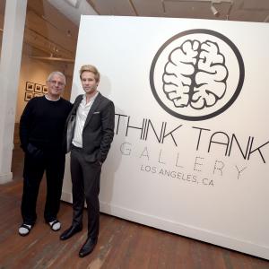 LOS ANGELES CA  MAY 09 NBCUniversal Vice Chairman Ron Meyer L and artist Bryan Fox attend We Alone a photography exhibit by Bryan Fox at Think Tank Gallery on May 9 2015 in Los Angeles California