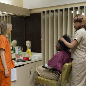 Still of Laverne Cox, Taylor Schilling and Danielle Brooks in Orange Is the New Black (2013)